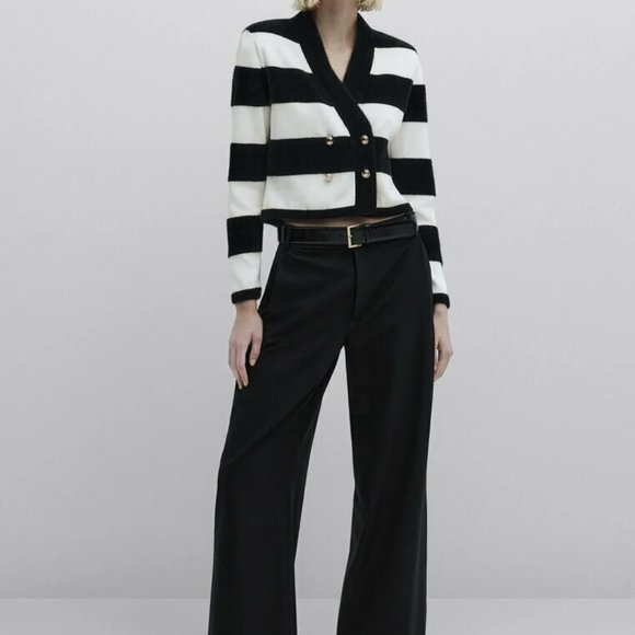 MASSIMO DUTTI ! Crossover striped Cardigan With Buttons - Picture 2 of 9